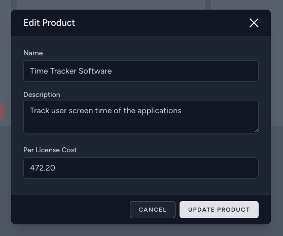 Update Product with Modal